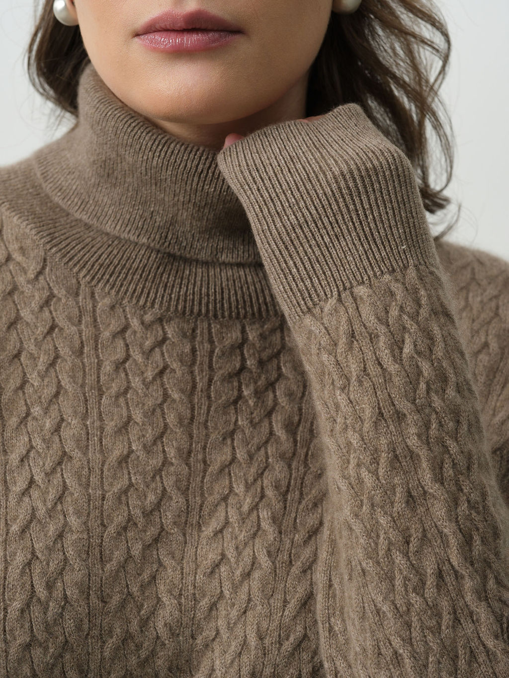 Свитер женский из кашемира KW051592-E капучино