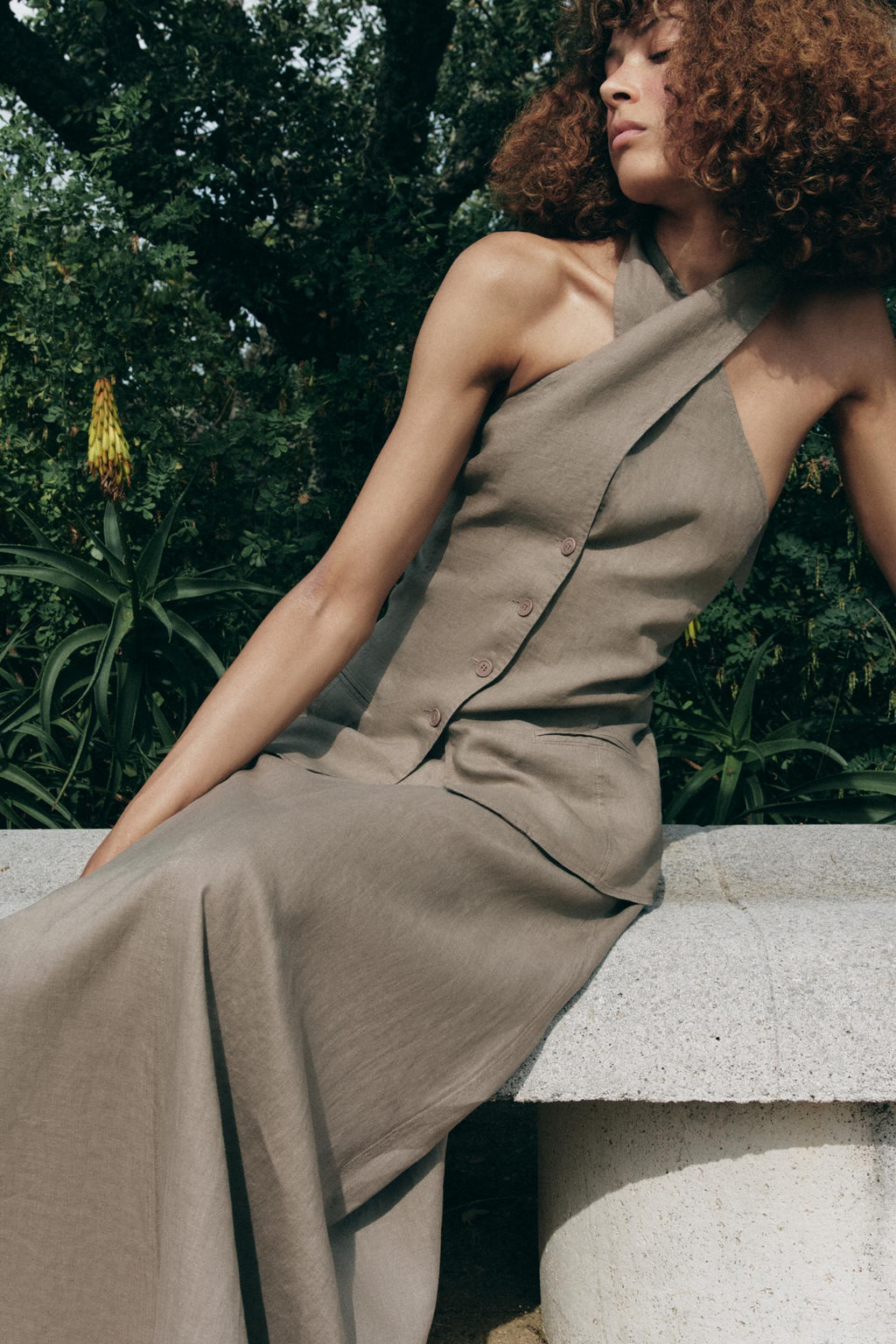 ZW COLLECTION 100% LINEN MIDI SKIRT - Zara фото 5