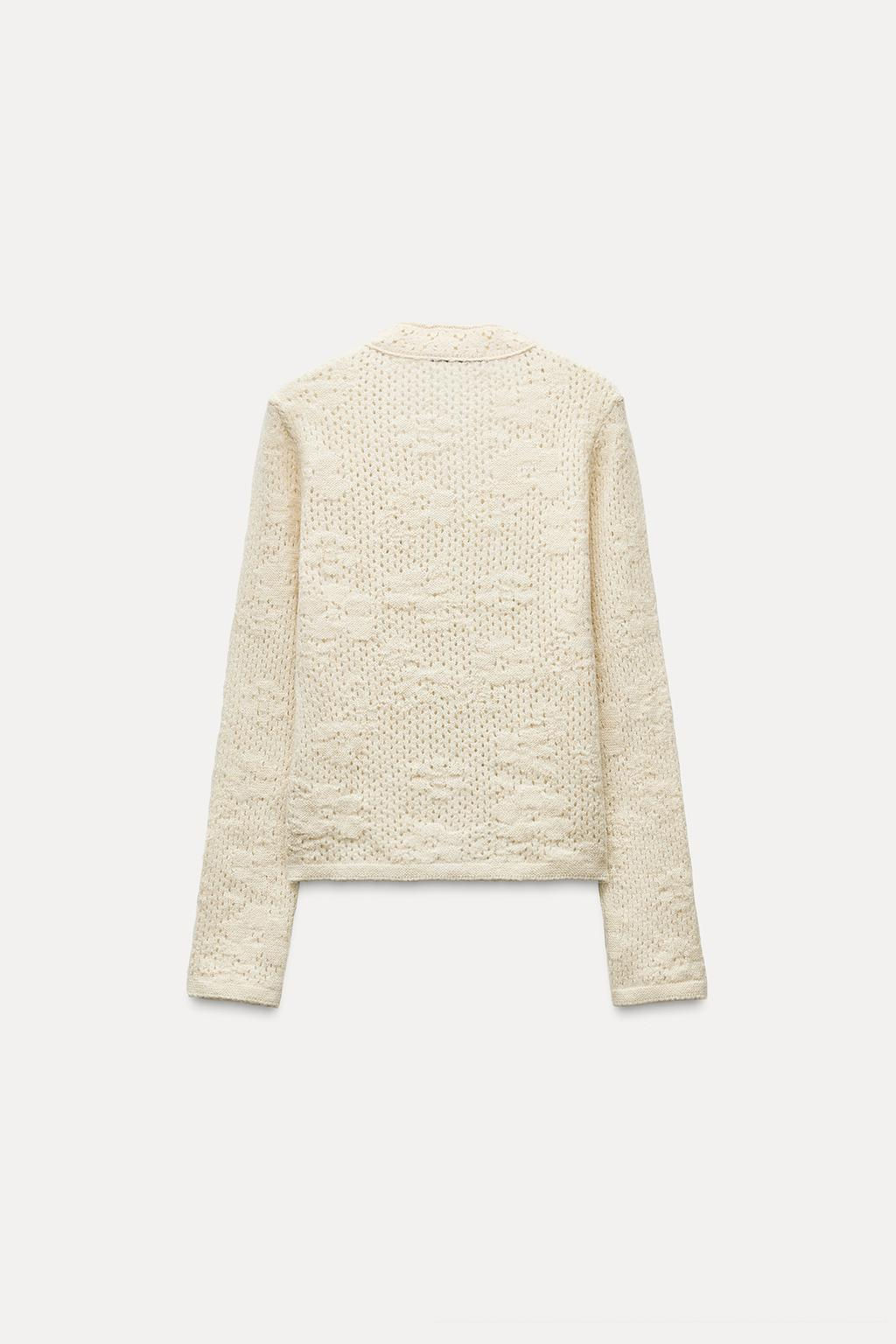 ROMANTIC POINTELLE KNIT CARDIGAN - Zara фото 6