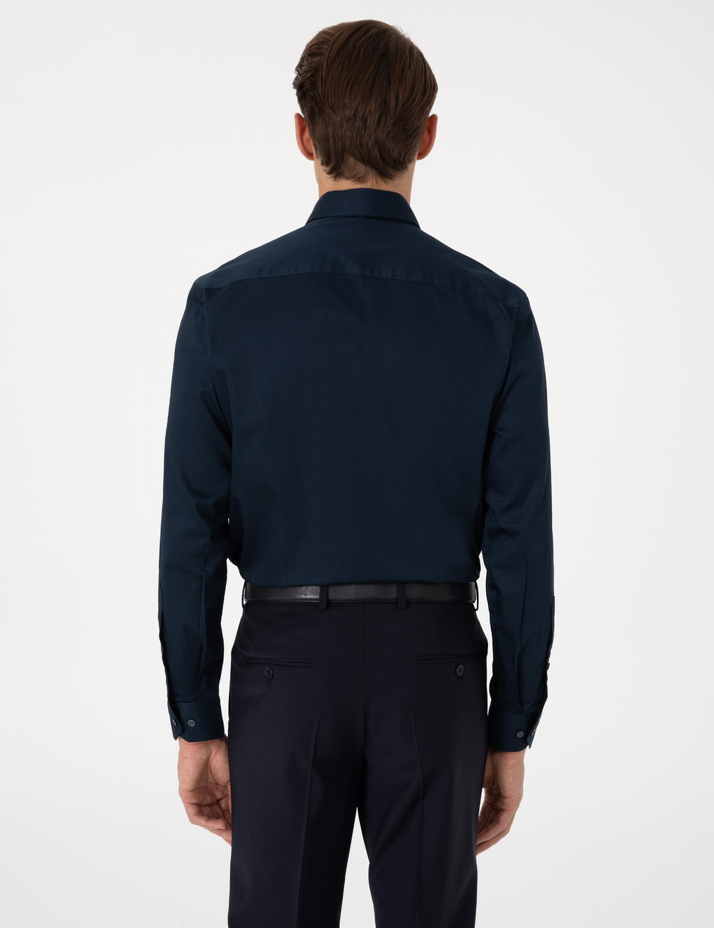 Lacivert Slim Fit Uzun Kollu Basic G_mlek