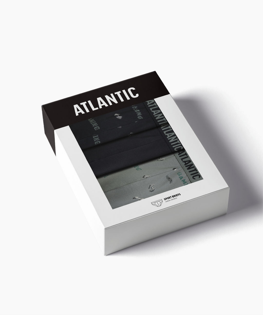 ATLANTIC 3MP-206 Трусы спорт Gym - набор 3 шт. черный + черный + светлый хаки фото 7