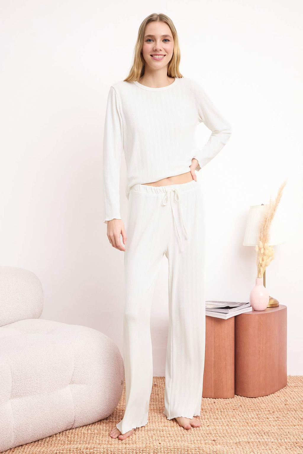 Vizon Baby Overloklu Yumusak Tuse K?sl?k Fitilli/Pointel Orme Pijama Tak?m? THMSS26PT00166 - Trendyolmilla фото 5