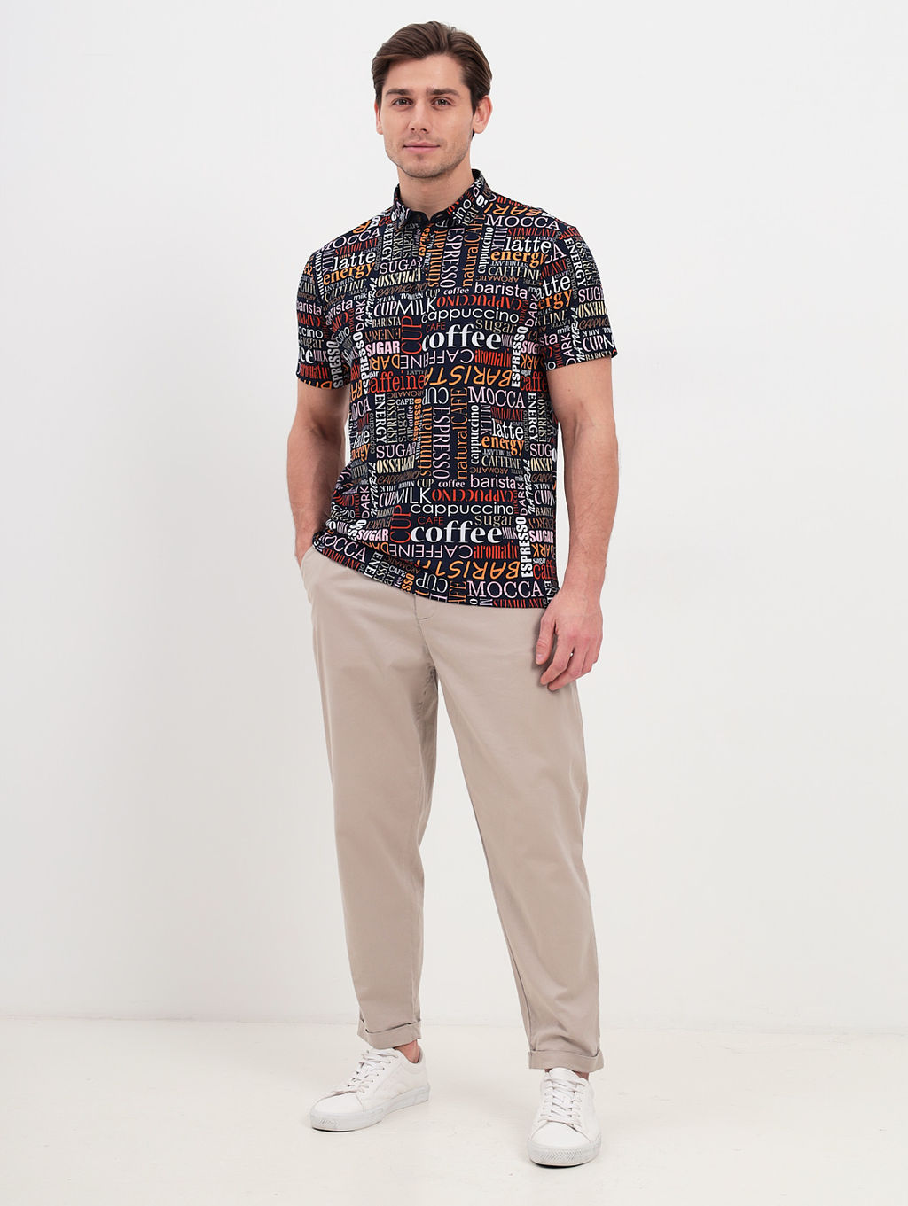 Джемпер мужской с воротником поло короткий рукав GREG G144-KP1246-UT14 (принт буквы)  фото 5