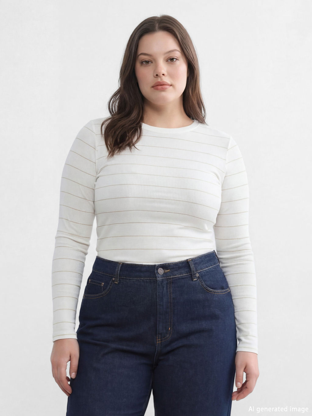 Bisiklet Yaka ?izgili Kad?n Body