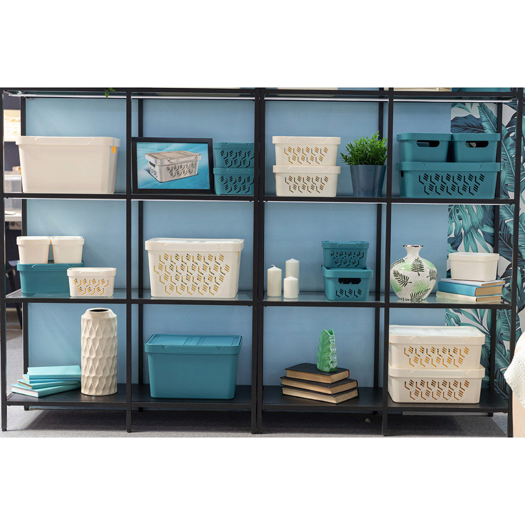 Контейнер-ящик хозяйственный для хранения пластмассовый Deluxe 1,9л, 19х13х11см, бежевый, Econova (Россия) - Домашняя Мода фото 4