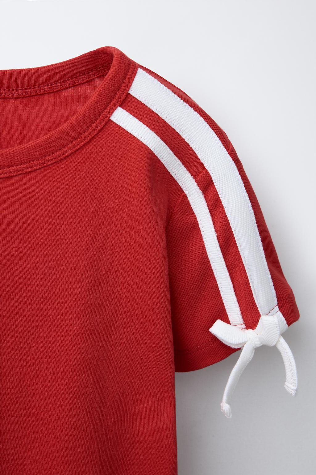 T-SHIRT WITH BOW STRIPES - Zara фото 9