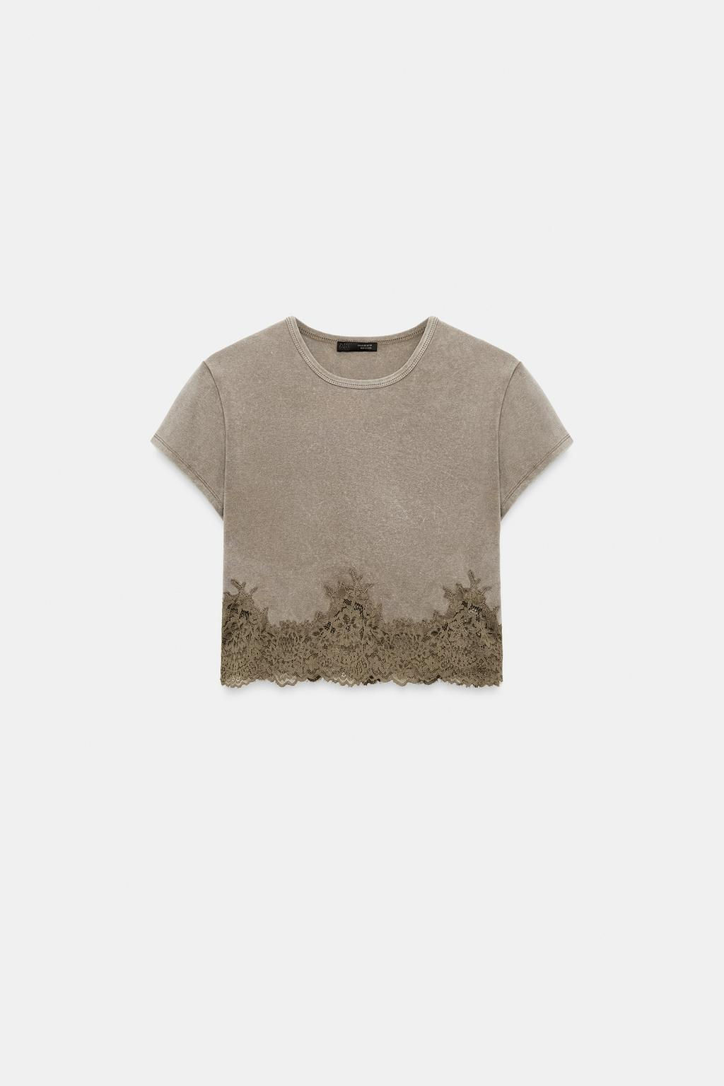 FADED-EFFECT LACE CROP TOP - Zara фото 5