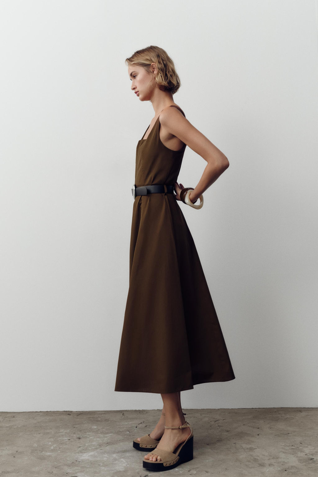 MIDI DRESS WITH BELT - Zara фото 3