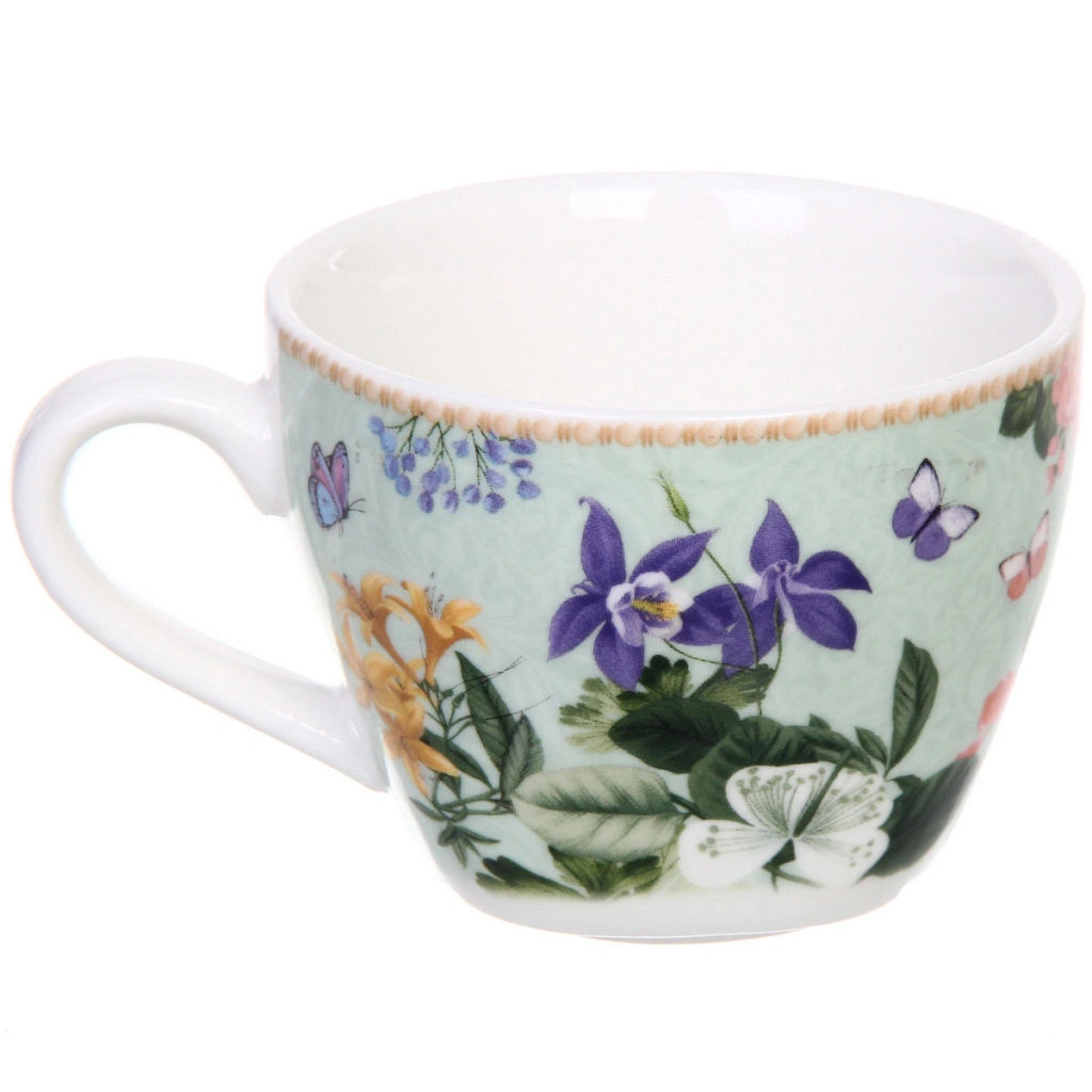 Чайный набор 4 предмета "Цветочная фантазия" (2 кружи 130мл+2 блюдца)