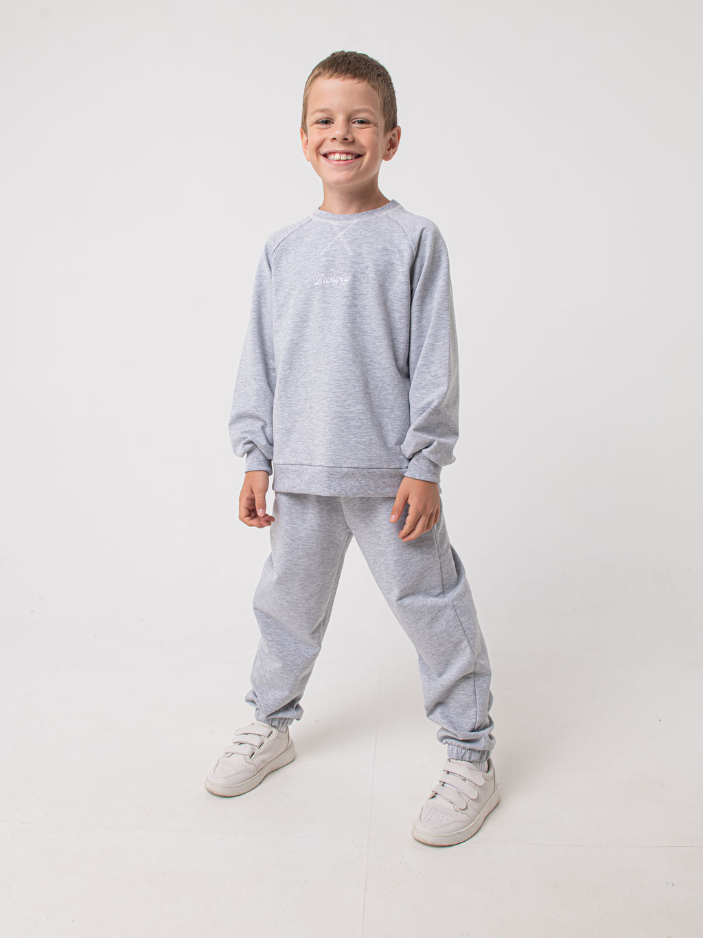 Джоггеры облегченные "Серый меланж" с карманами 7+