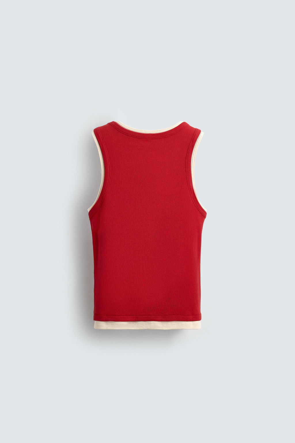CAMISETA TANK RIB DOBLE / Blanco / Rojo