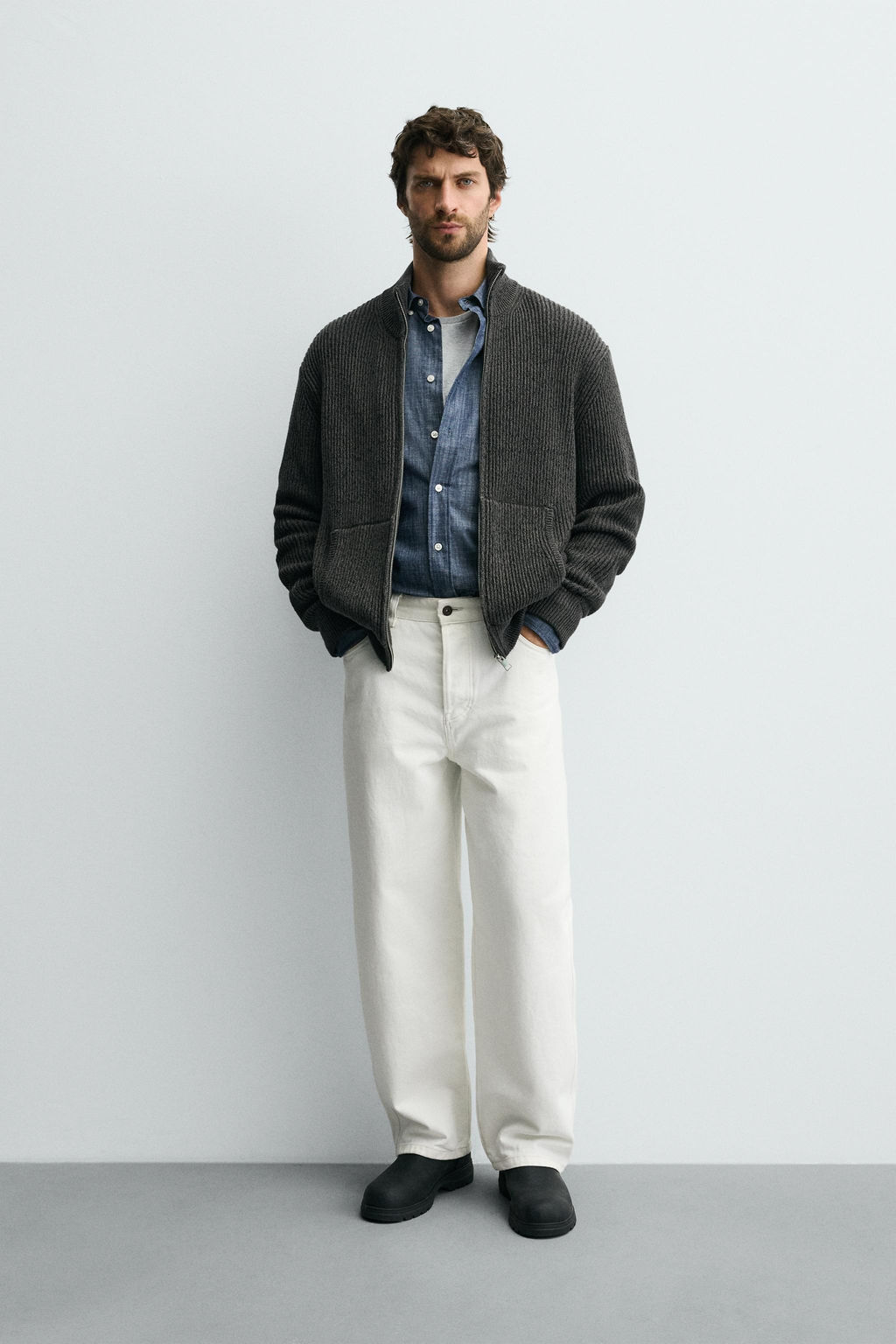 TWISTED YARN JACKET WITH ZIP