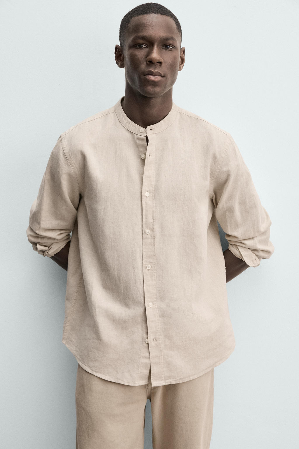 CAMISA RELAXED FIT LINO - ALGOD?N / Beige claro - Zara фото 5