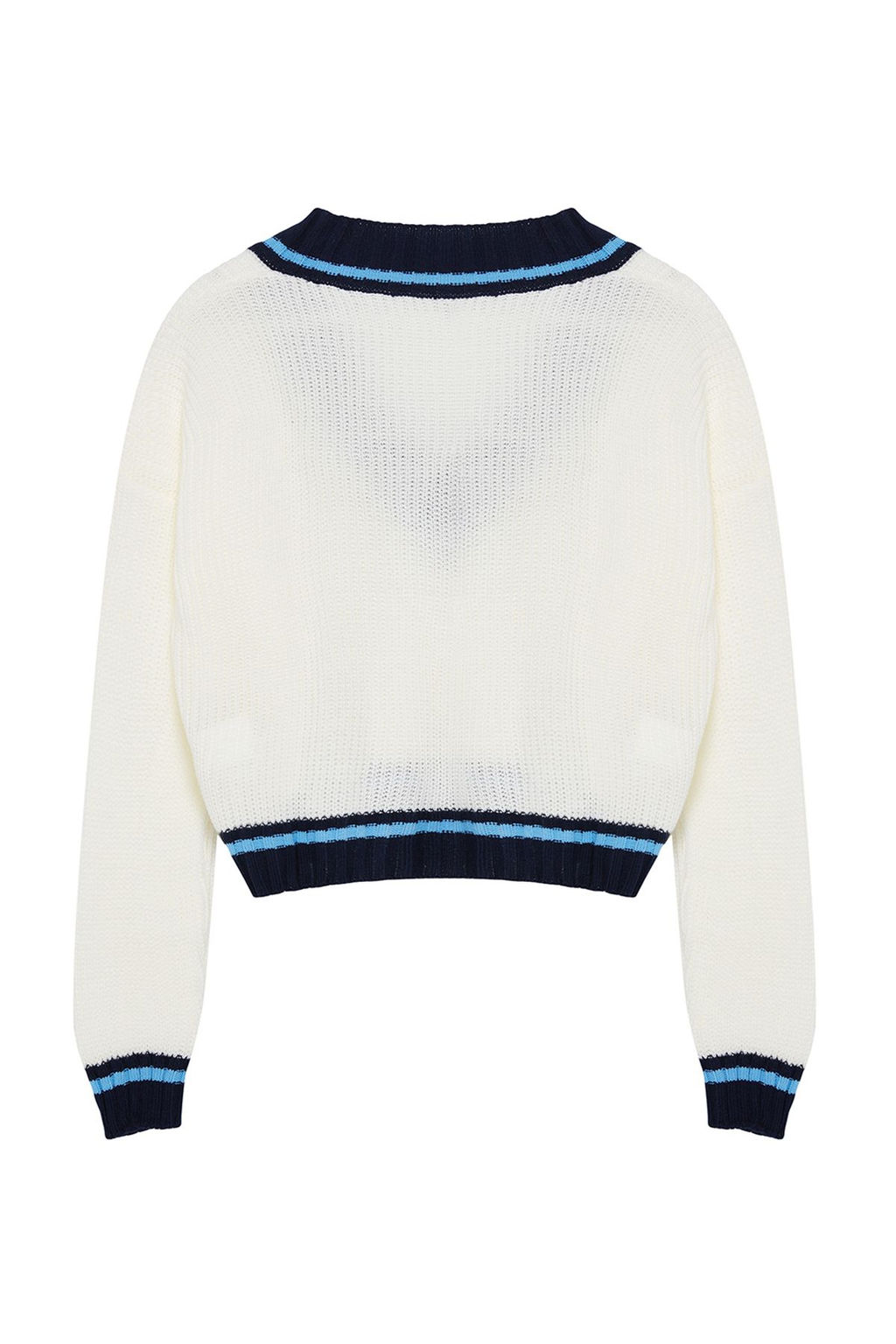 Ekru Crop Kolej Temal? Triko Kazak TWOAW22KZ1492 - Trendyolmilla фото 7