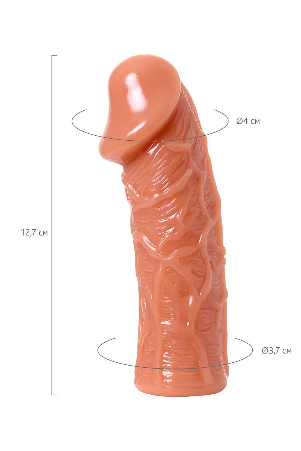 Насадка KOKOS с дополнительной стимуляцией, реалистичная,TPE, телесный, 12.7 см  фото 9