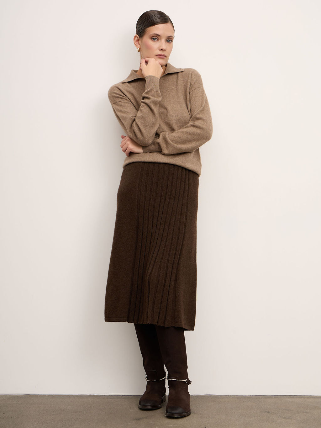 Юбка из пуха яка 07066 темно-коричневая