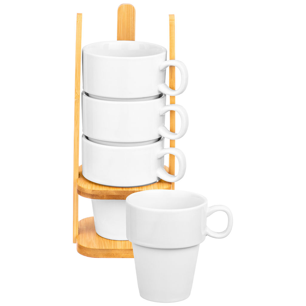 Набор кружек 4 пр. 250 мл 11*8,5*24 см "Айсберг" на бамбуковой подставке