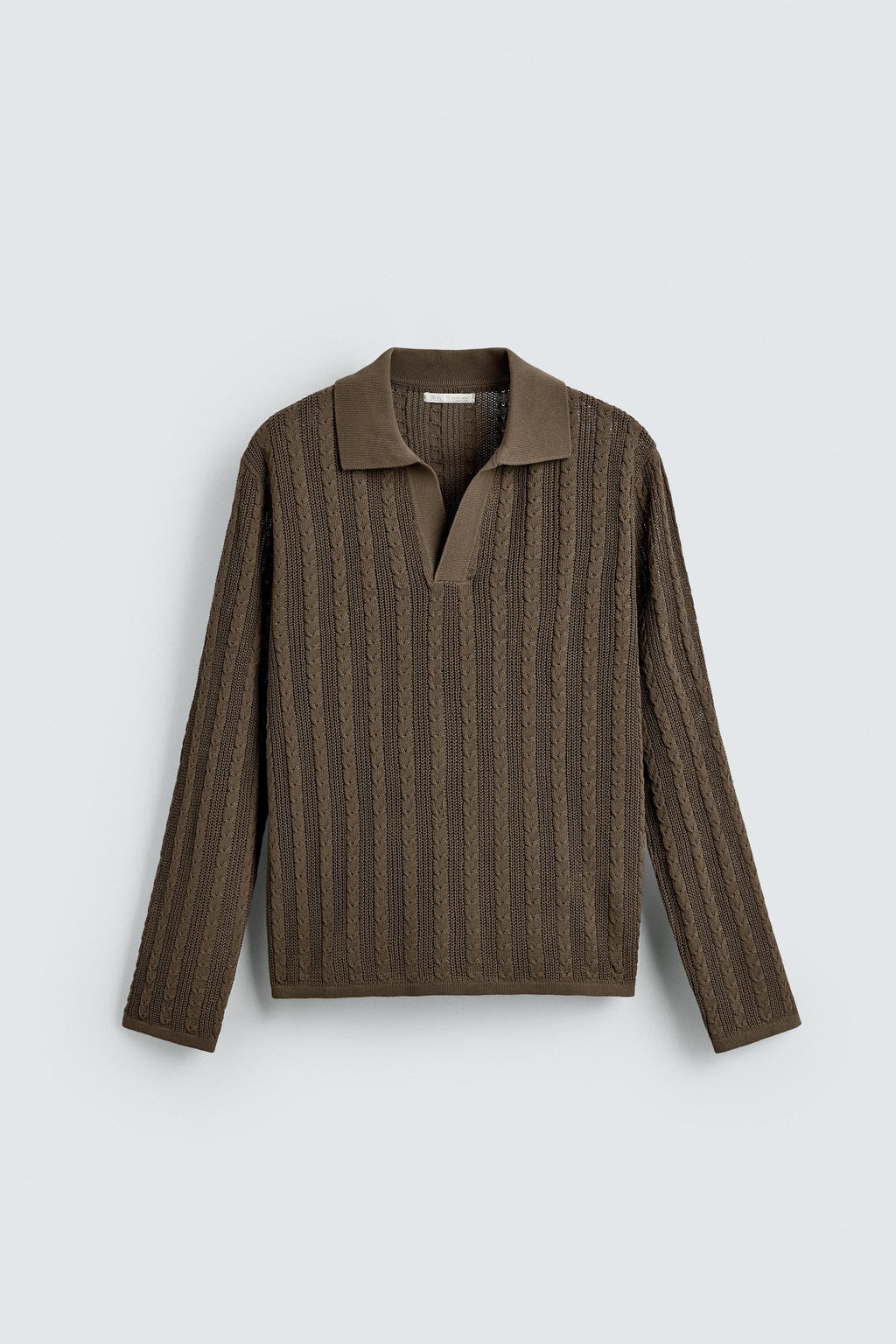 CABLE KNIT POLO SHIRT - Zara фото 7