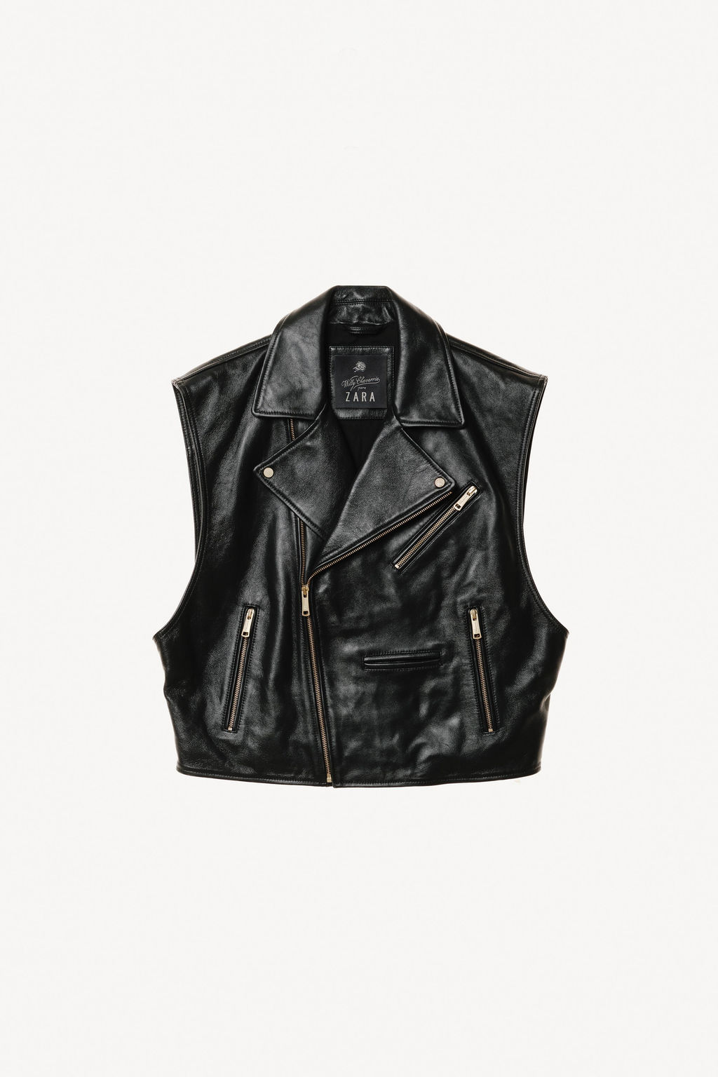 CHALECO BIKER PIEL WILLY CHAVARRIA X ZARA / Negro  фото 4