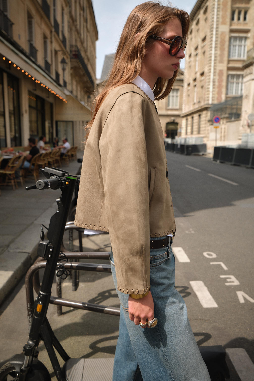 FAUX SUEDE JACKET WITH BRAIDED TRIM - Zara фото 5