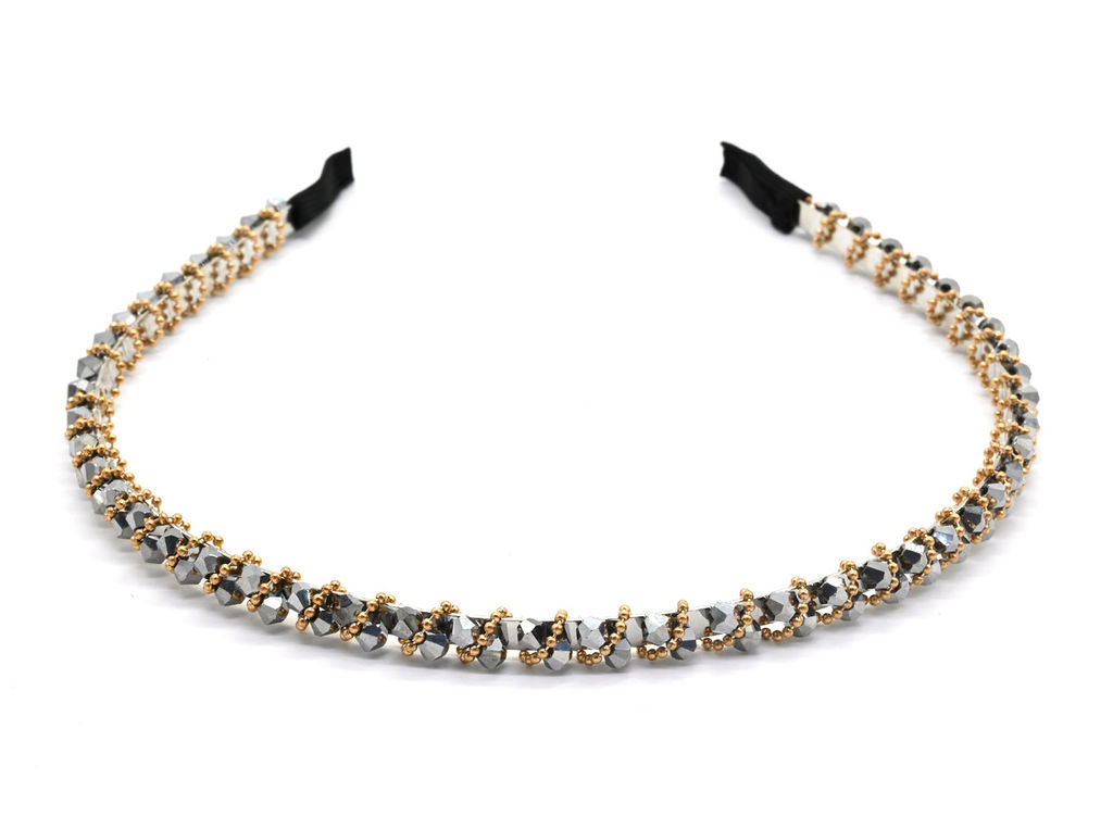 Ободок для волос с цирконом, цвет серебристый