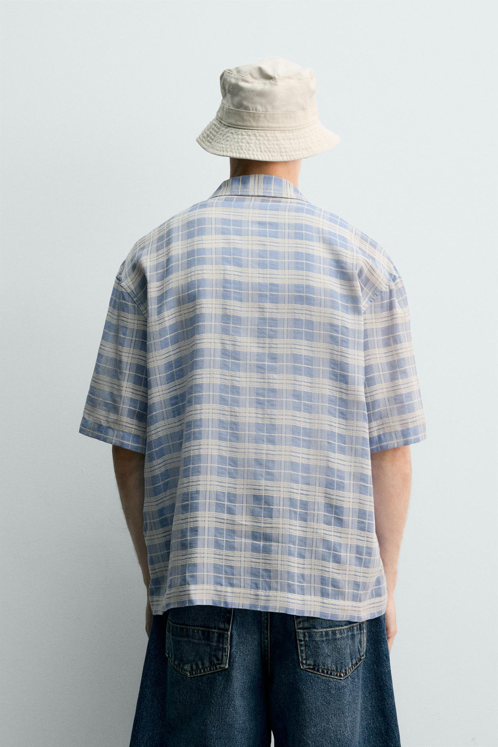 CAMISA JACQUARD CUADROS / Azul / Blanco - Zara фото 3