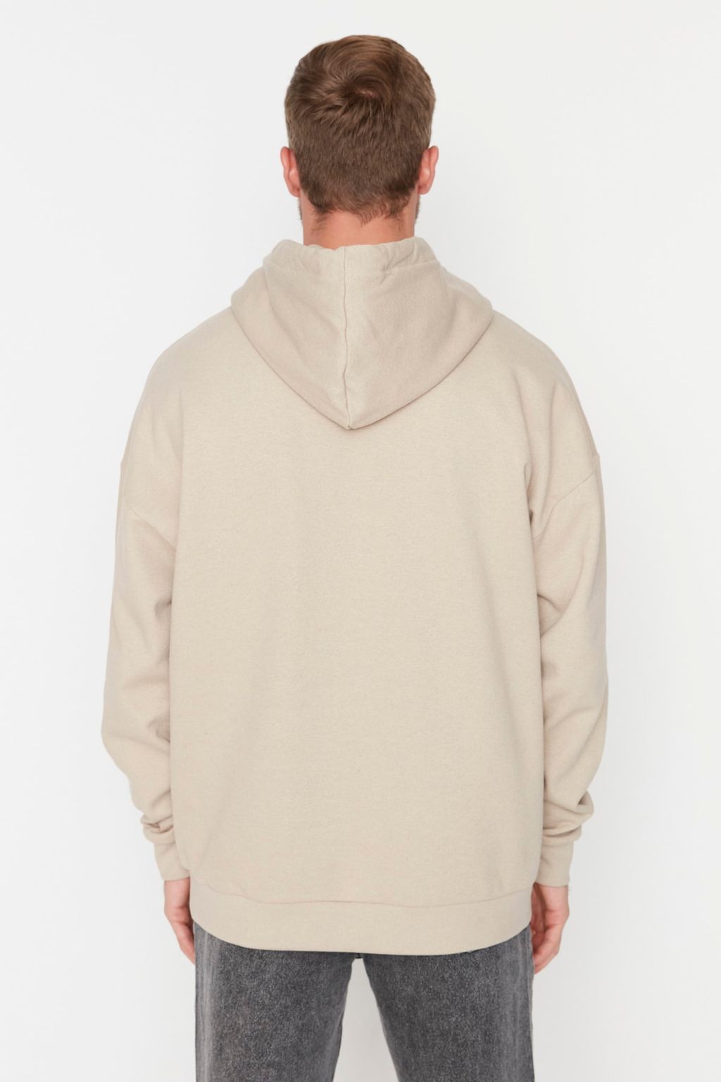 TRENDYOL MAN Siyah Oversize/Genis Kesim Kapusonlu Ici Polar/S?cak Tutan Sweatshirt TMNAW23SW00195 - Trendyolmilla фото 5