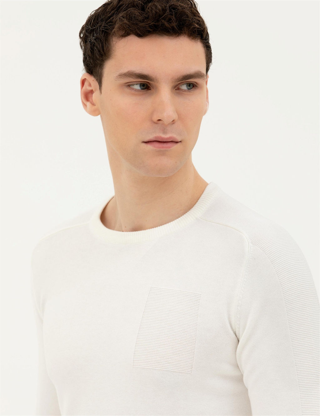 Ekru Slim Fit Bisiklet Yaka Triko Kazak - Pierre cardin фото 2