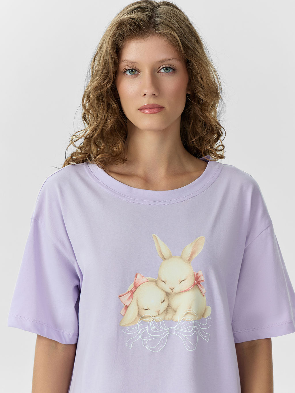 Сорочка ночная женская лиловая с принтом - Mark formelle фото 4