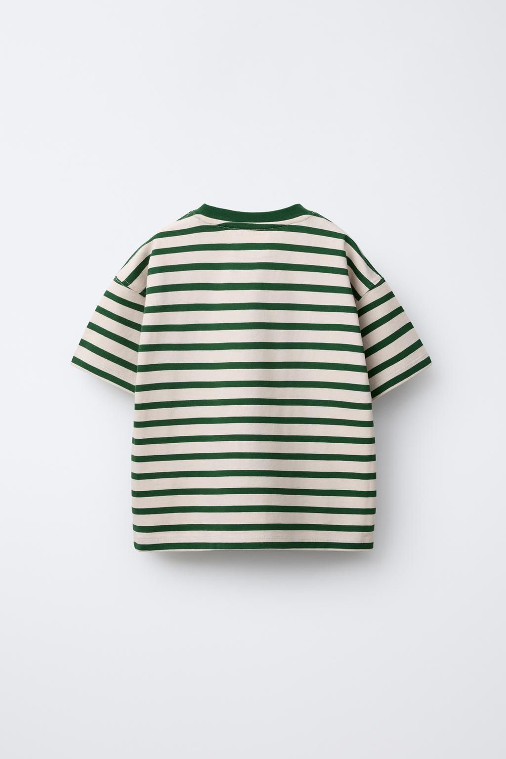 STRIPED T-SHIRT WITH EMBROIDERED PATCH - Zara фото 2