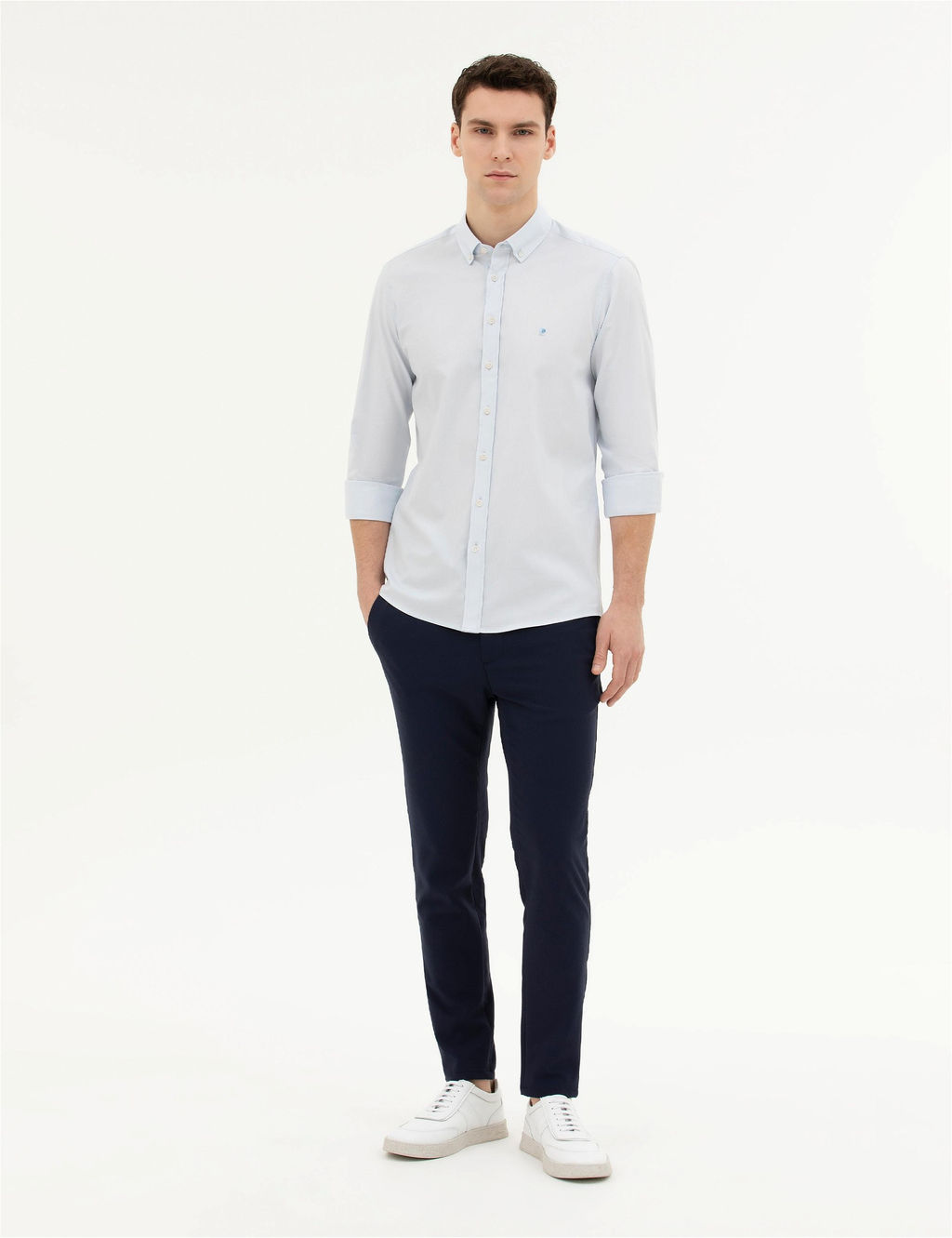 A__k Mavi Slim Fit Uzun Kollu G_mlek - Pierre cardin фото 4