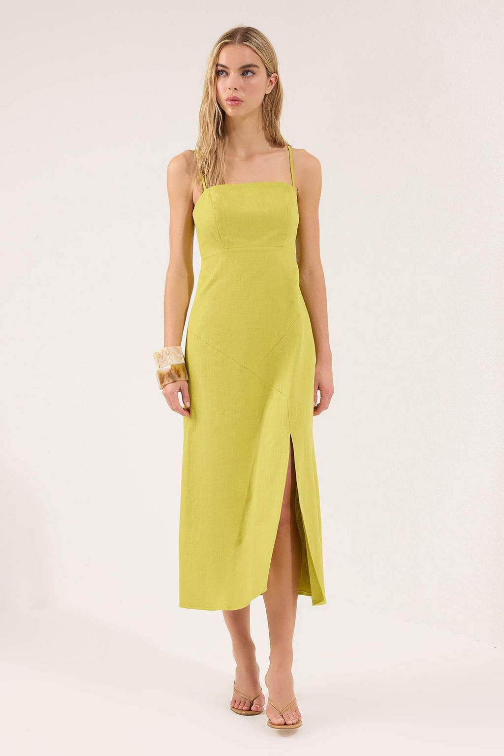 Trendyolmilla K?rm?z? Keten Kar?s?ml? A Kesim Maxi Dokuma Elbise TWOSS25EL00644  фото 2
