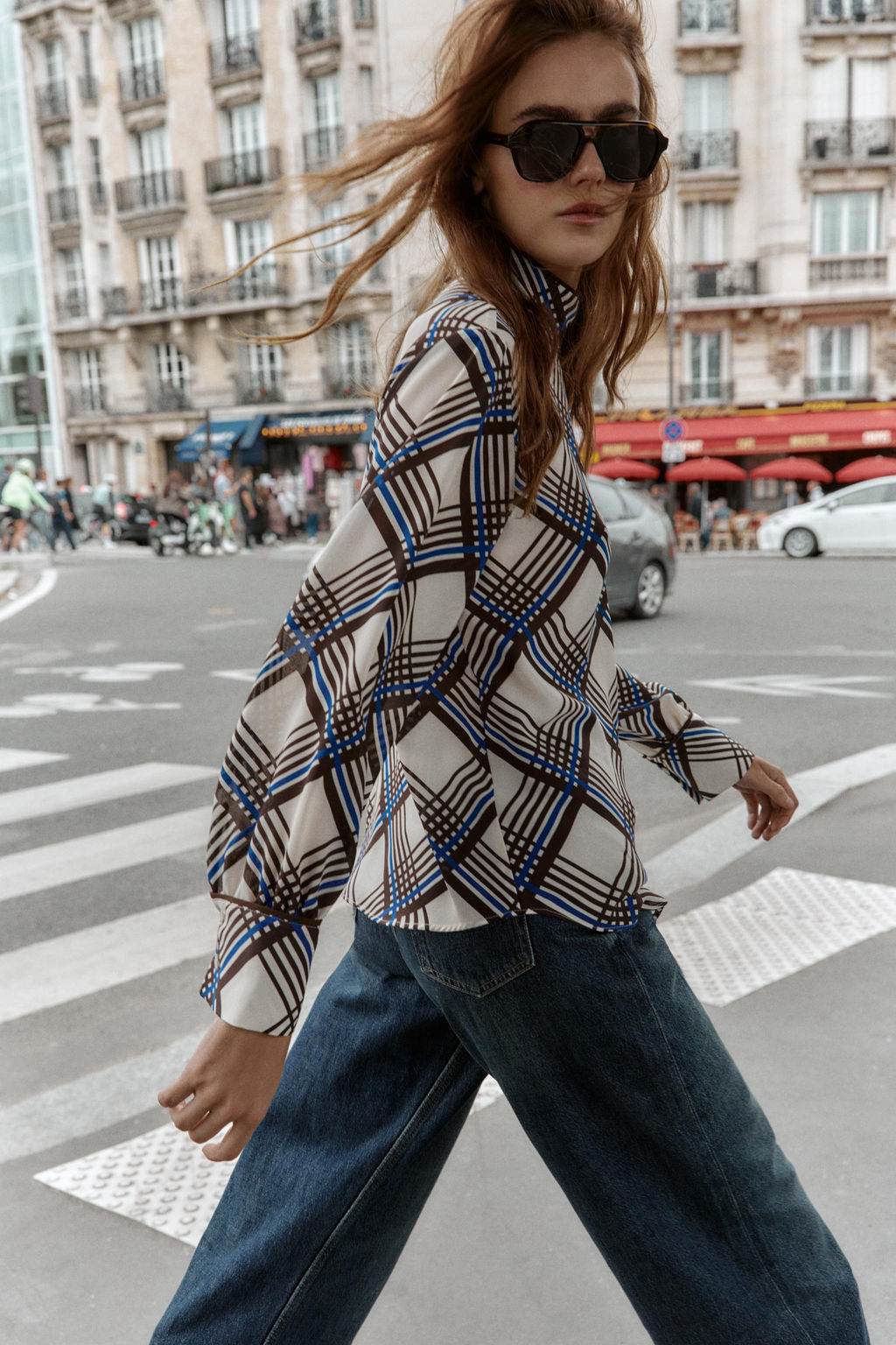 CHECK SHIRT WITH HIGH NECK - Zara фото 3