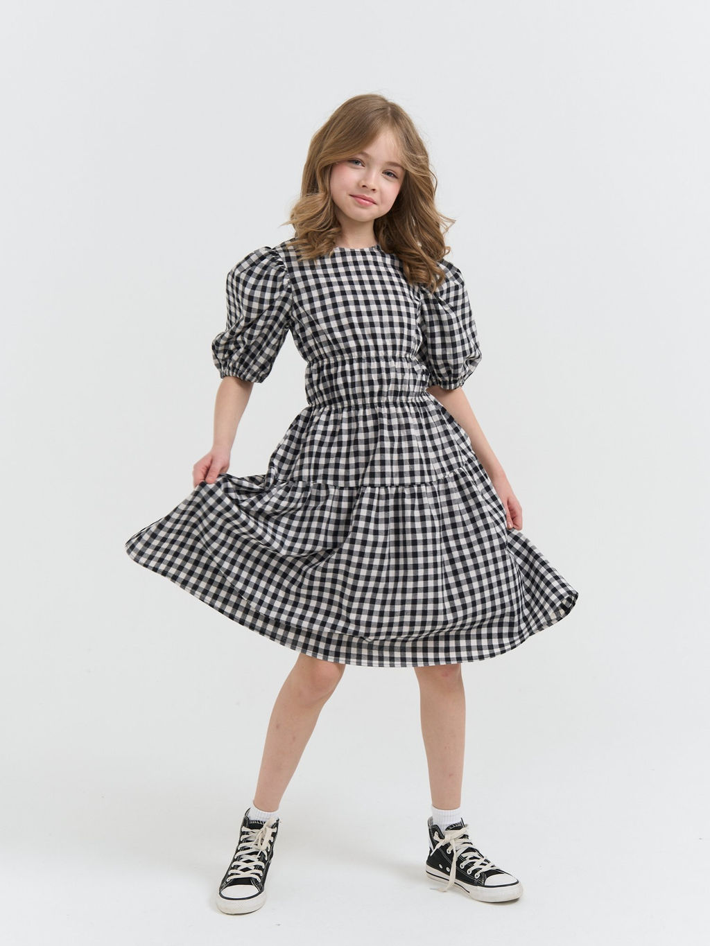 Платье хлопковое с коротким рукавом Черно-белое 7+ - Bungly фото 5