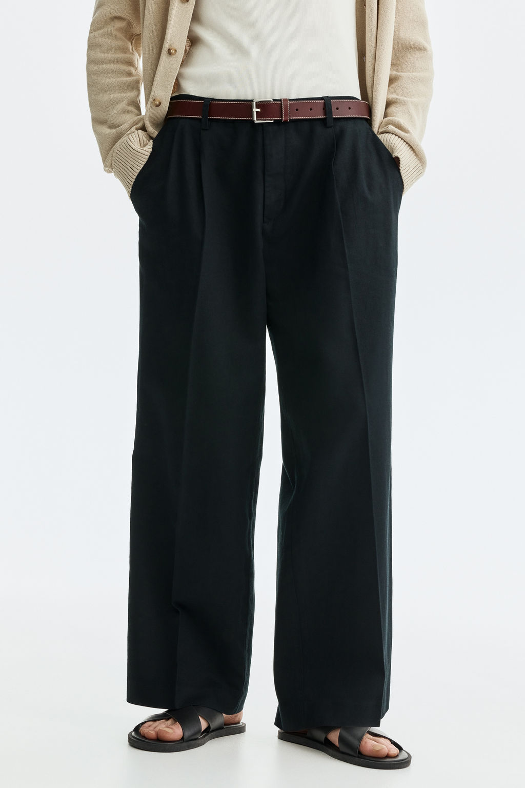 Pantal?n en mezcla de lino Loose Fit - H&m фото 10