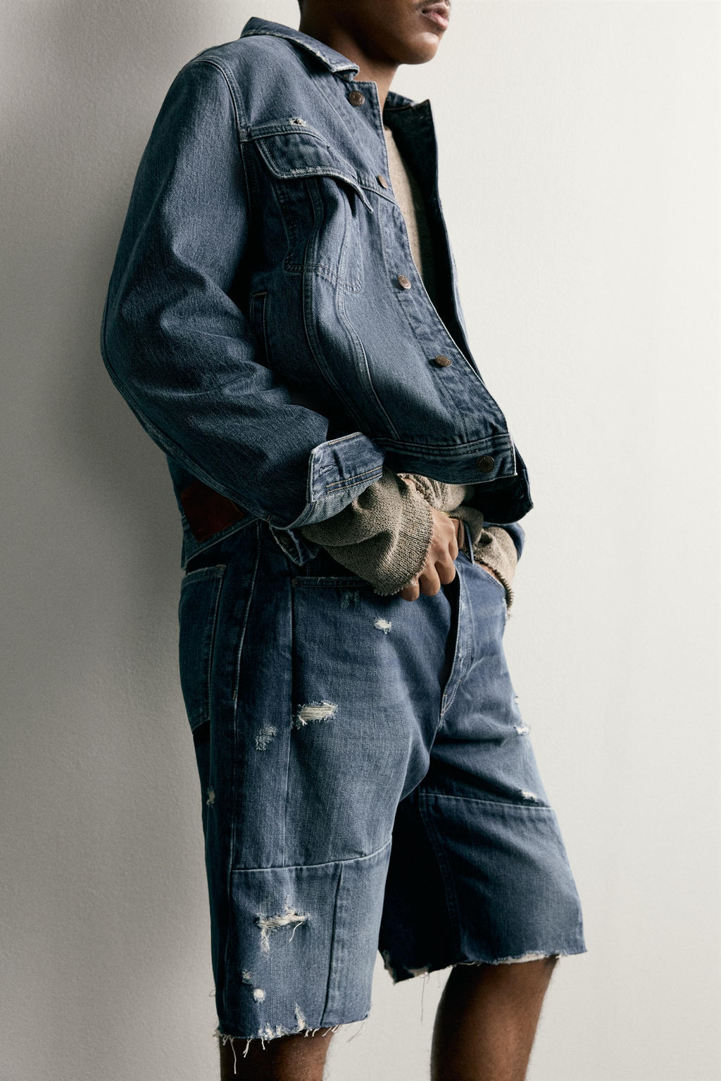 BERMUDA DENIM BAGGY FIT COSTURAS / Azul - Zara фото 3