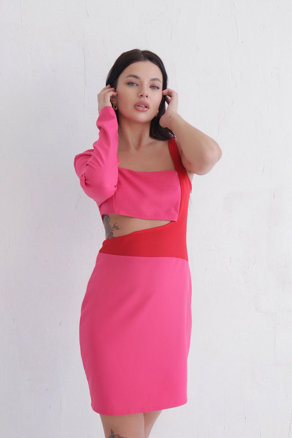 Платье розовое асимметричное - Martichelli фото 3