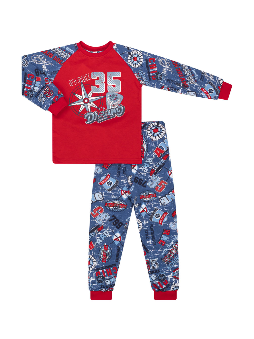 Пижама детская красная принт