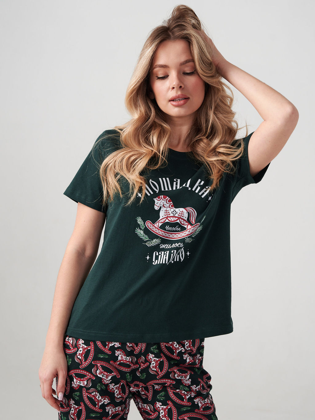 Пижама 100% хлопок женская Лошадка - Оптима фото 4