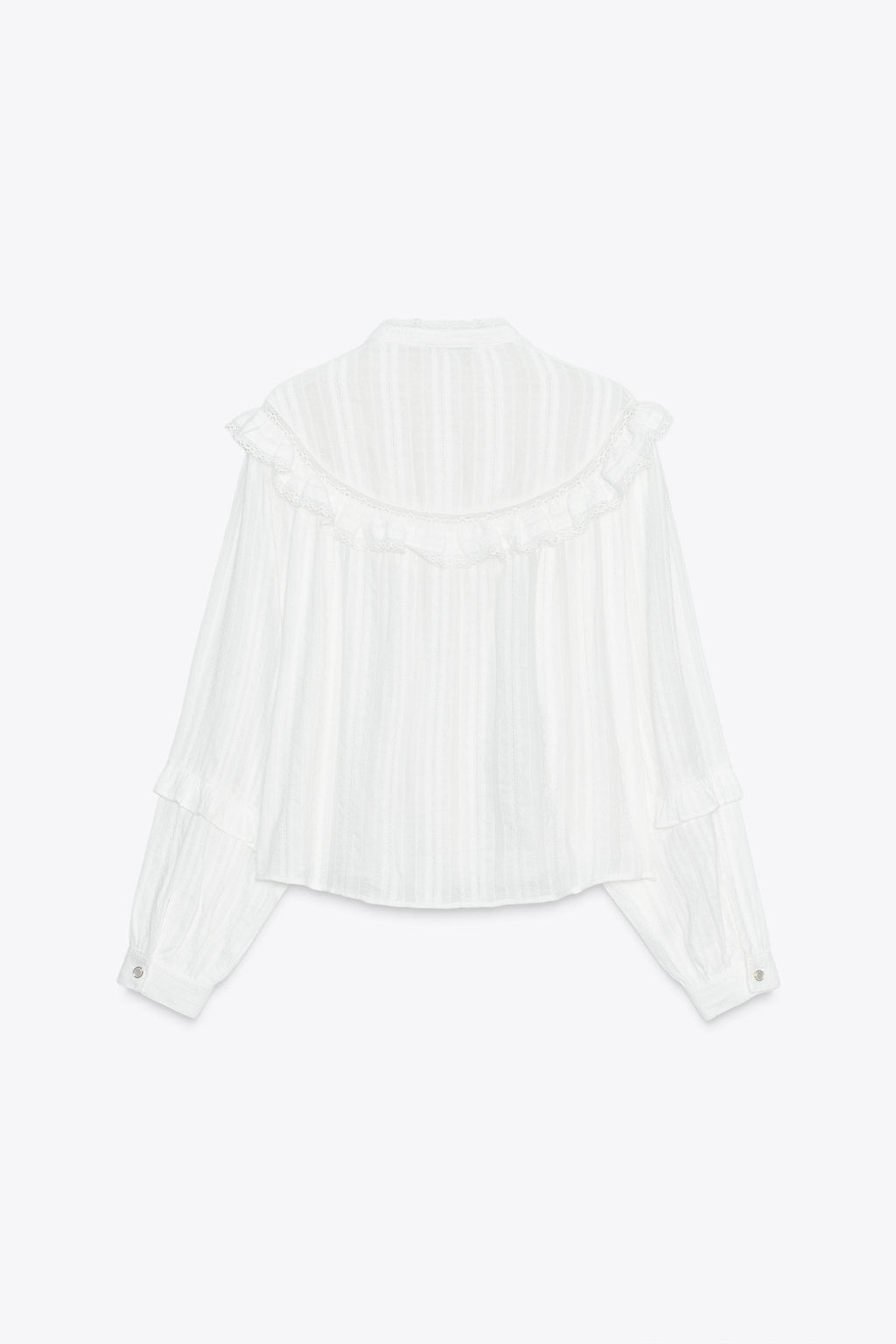 BLOUSE WITH LACE TRIM AND RUFFLES - Zara фото 6
