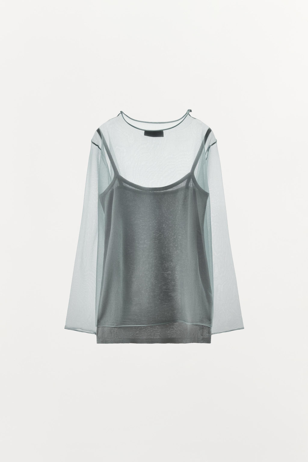 TOP SEMITRANSPARENTE PUNTO / Plomo - Zara фото 4