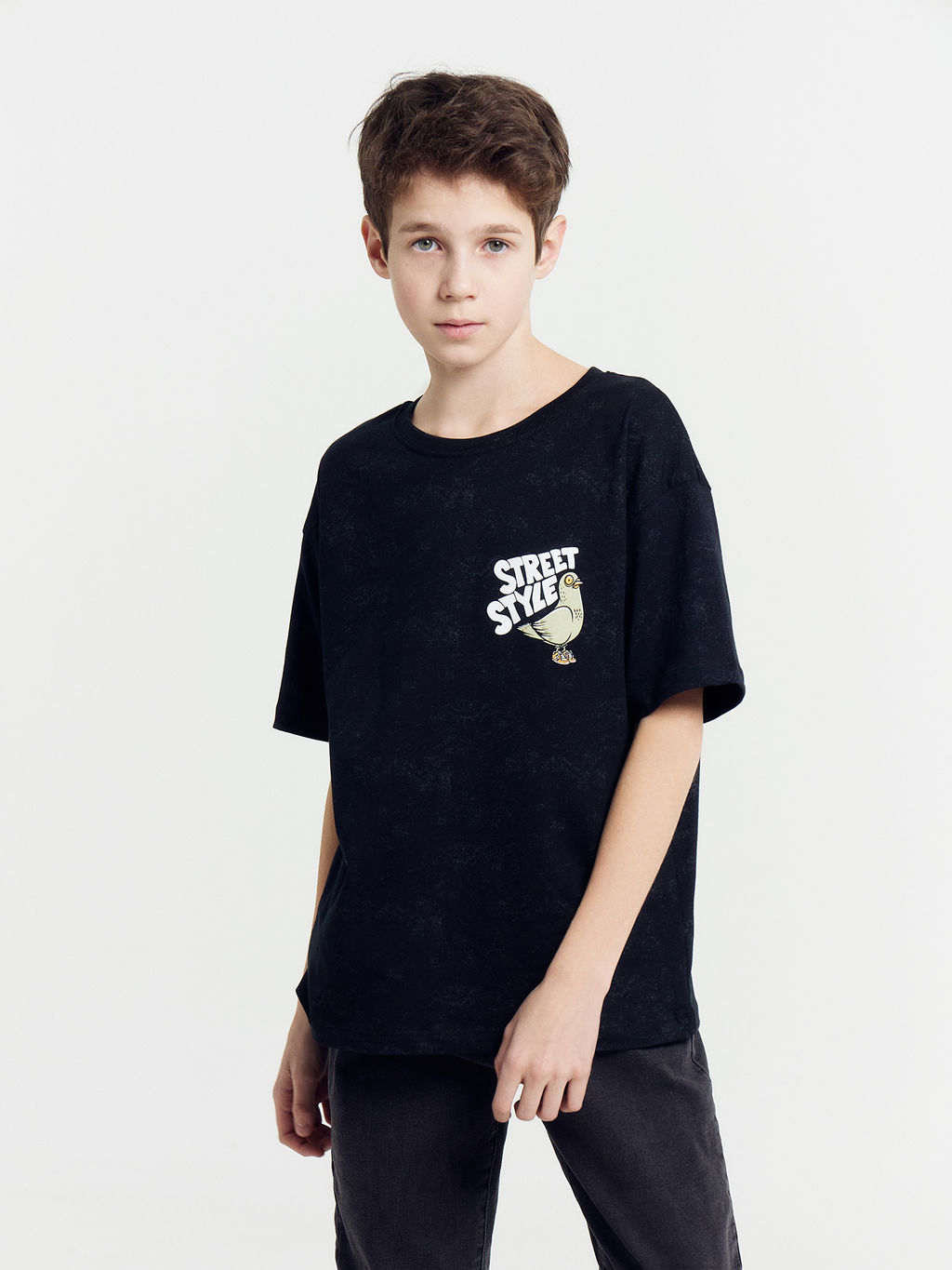 Футболка для мальчиков черная с рисунком тай-дай и печатью - Mark formelle фото 3