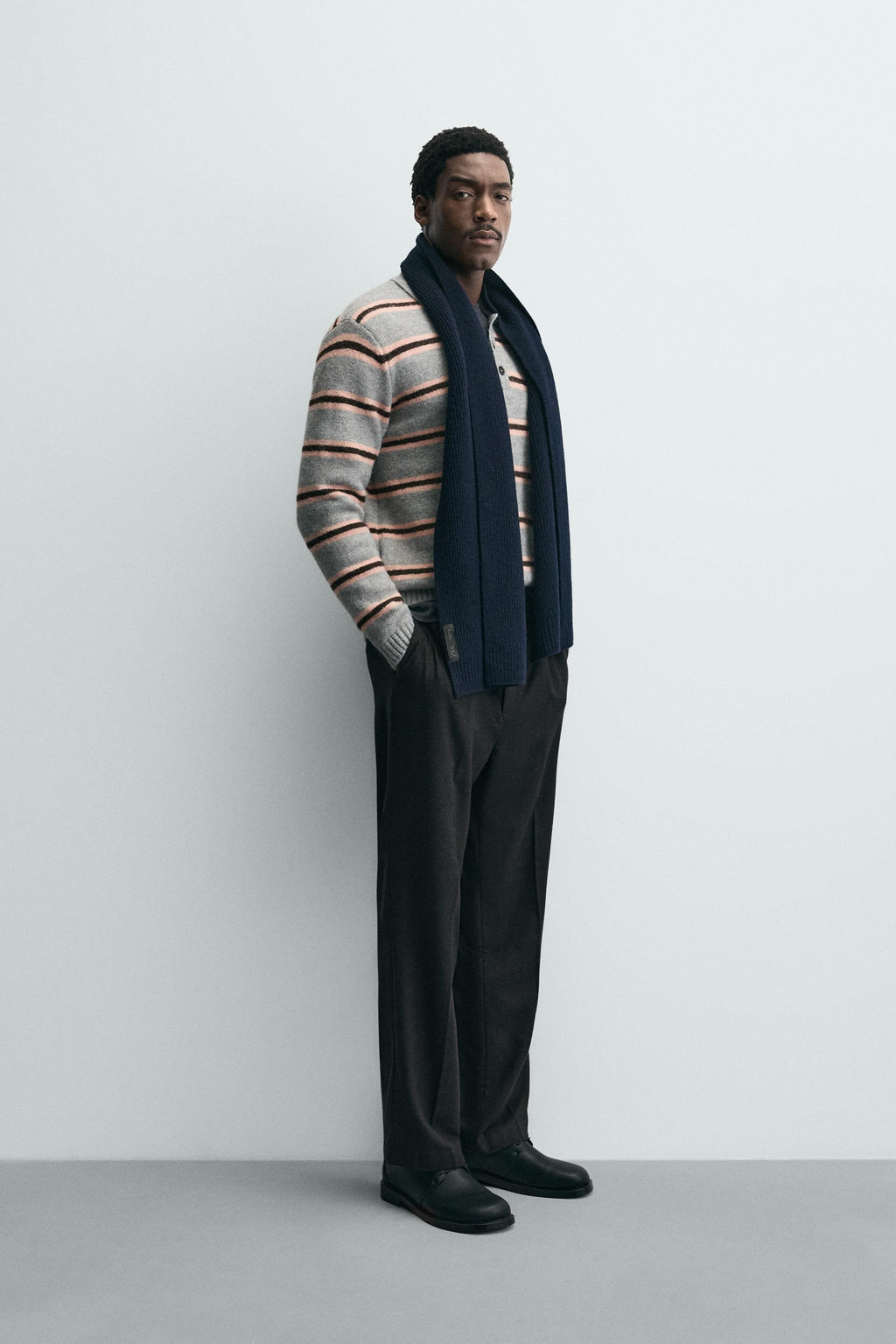 STRIPED JACQUARD KNIT POLO SHIRT - Zara фото 7