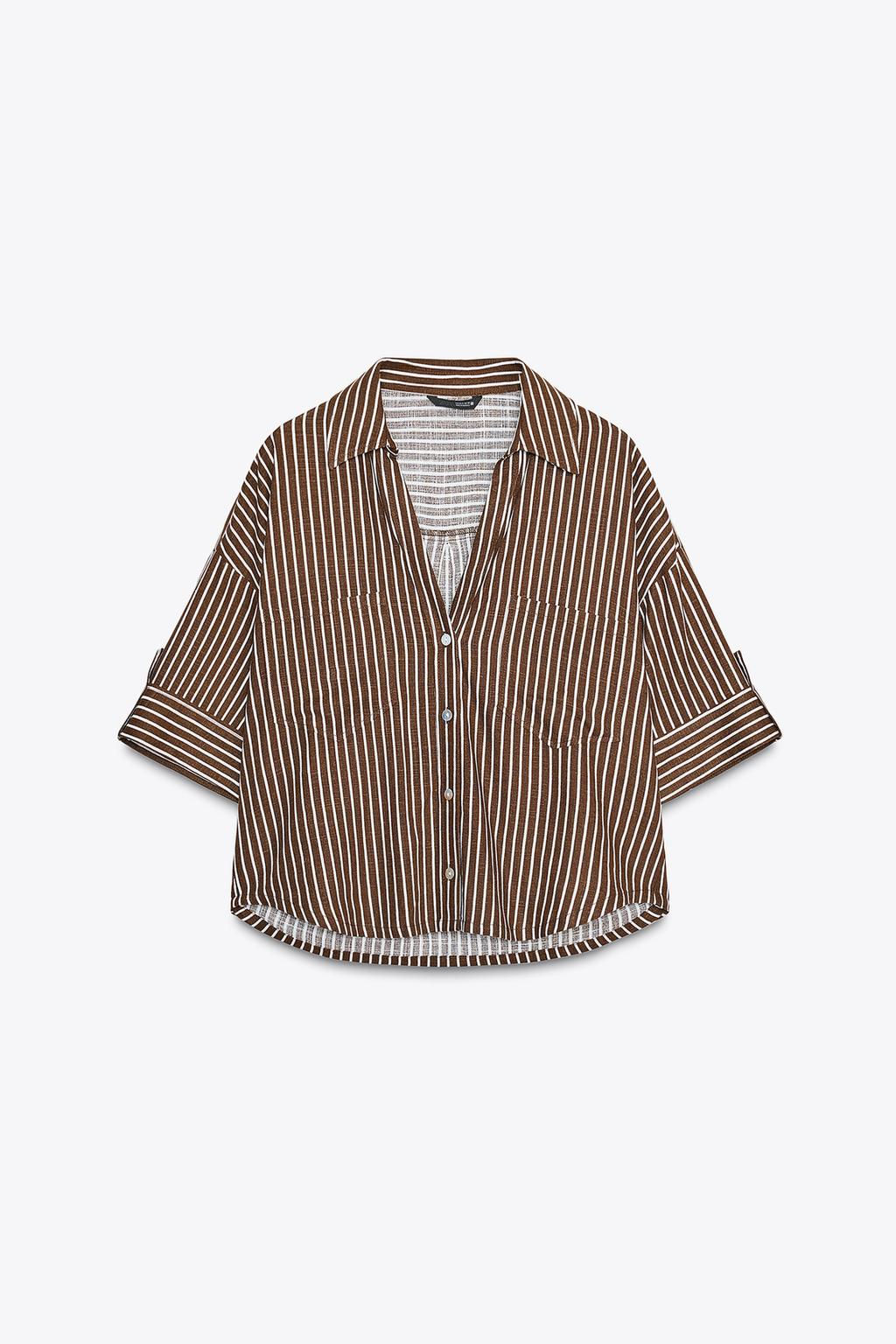CROPPED LINEN BLEND SHIRT - Zara фото 39