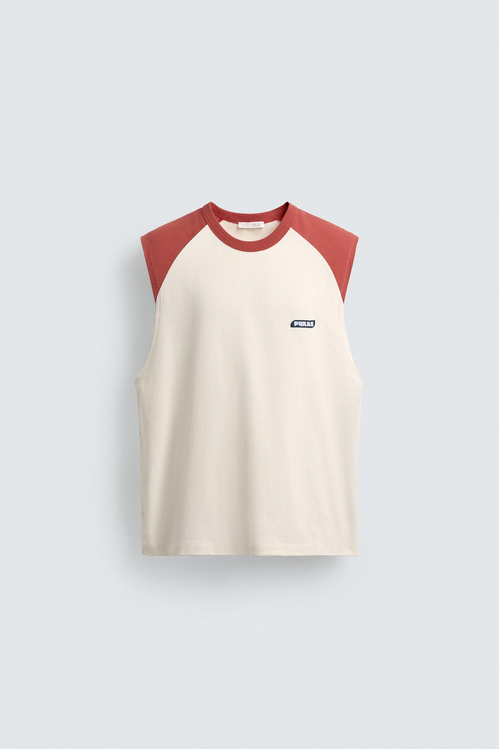 CAMISETA TANK COLOR BLOCK PUKAS SURF X ZARA / Blanco / Rojo