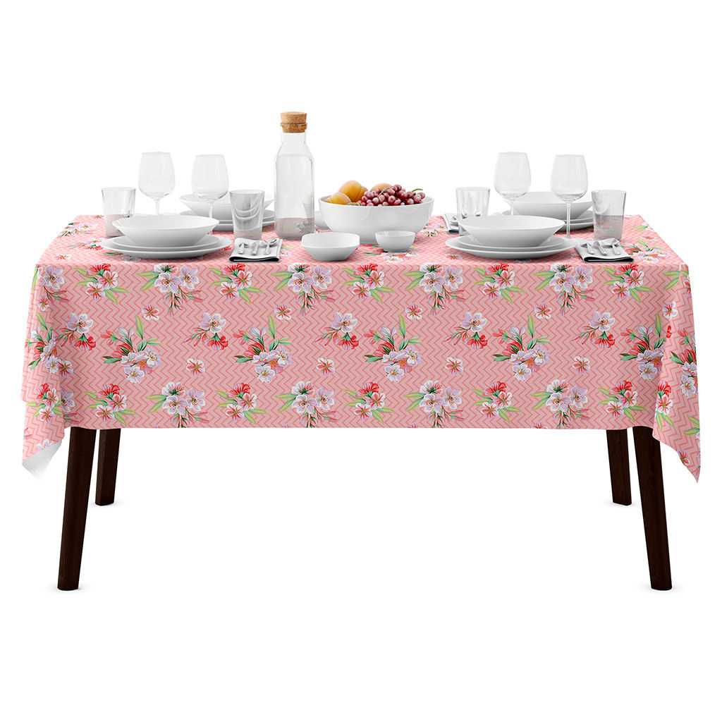 Жасмин, фламинго/зигзаг Скатерть 150х145см, длина стола до 110см, на 4 персоны, хлопок Премиум 186г/м2, Домашняя мода (Россия)  фото 6