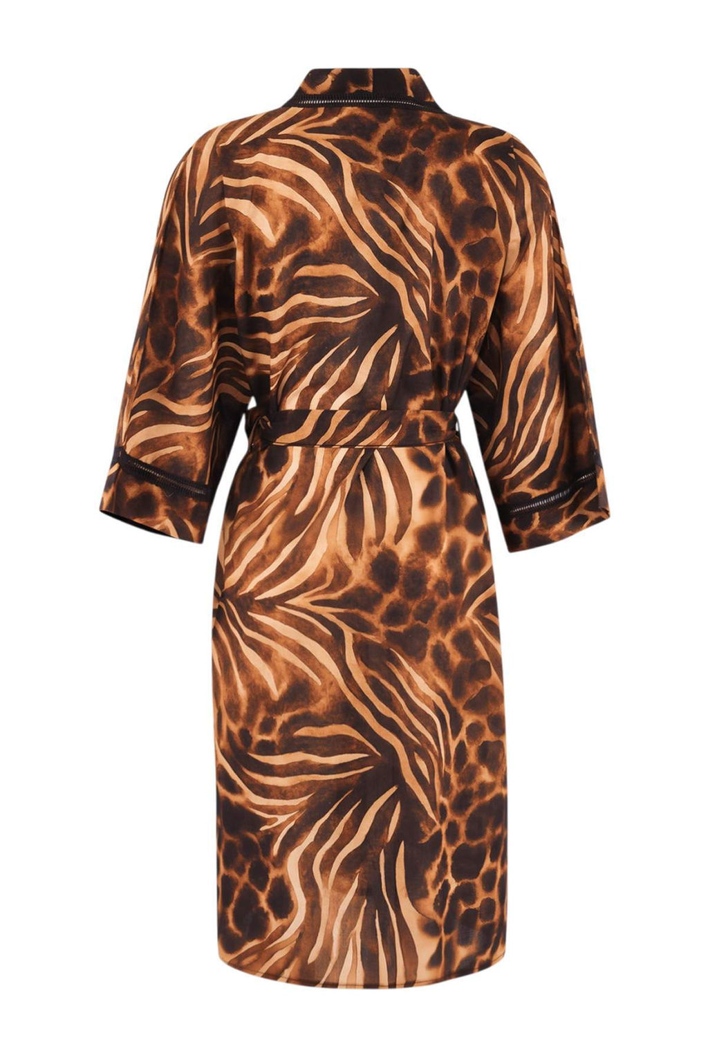 Leopar Desenli Dokuma Midi Aksesuar Detayl? 100% Pamuk Plaj Kimono & Kaftan TBESS26KM00002