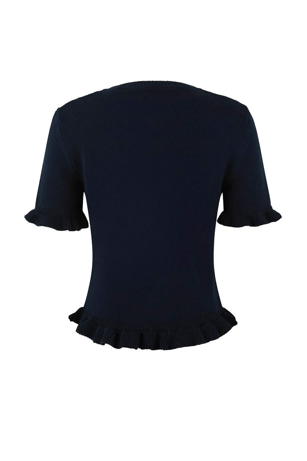 Teen Lacivert Cicek Dugme Detayl? Bisiklet Yaka Triko Bluz TWOSS26BZ00119