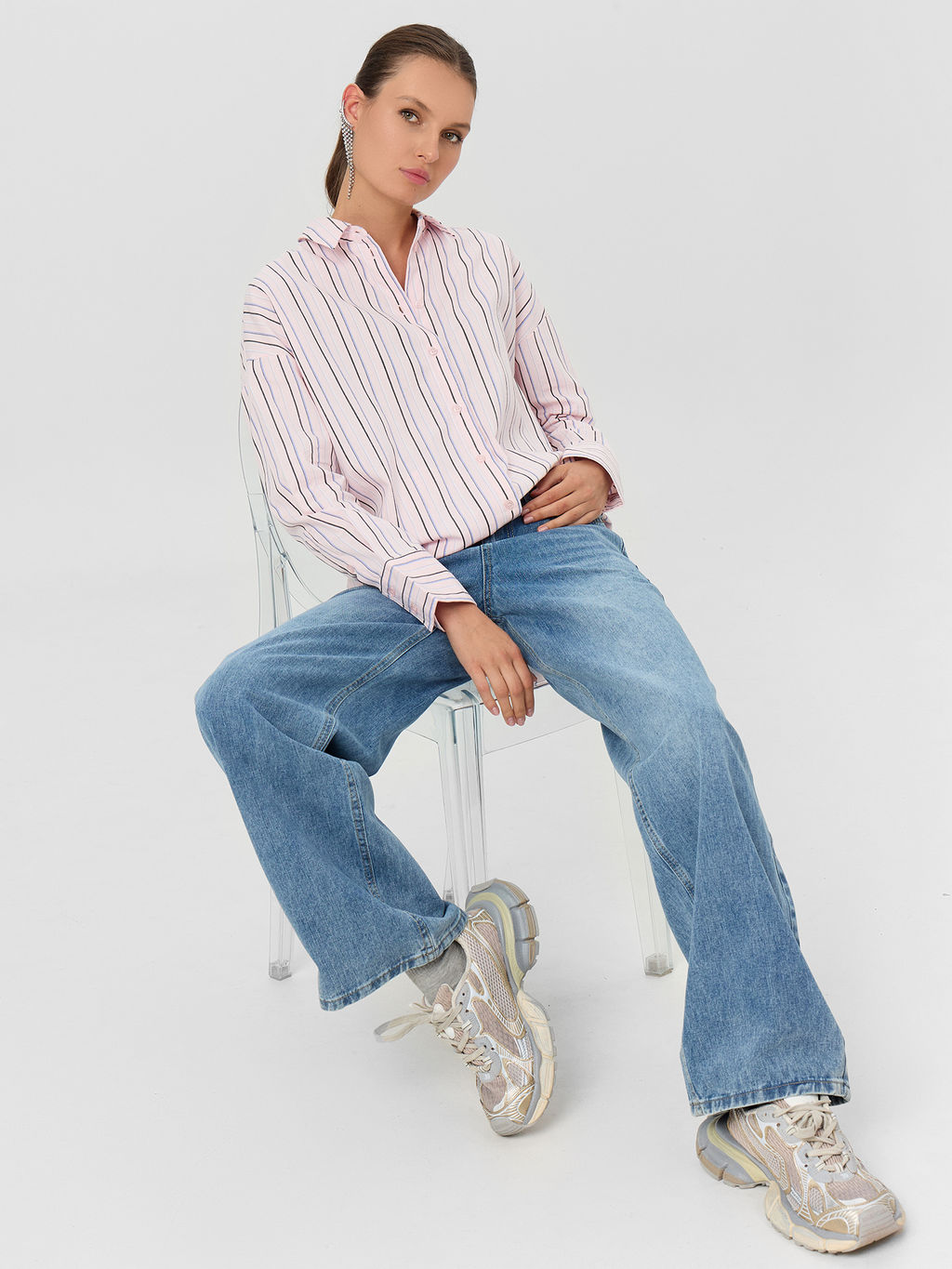 Рубашка женская розовая в полоску - Mark formelle фото 7