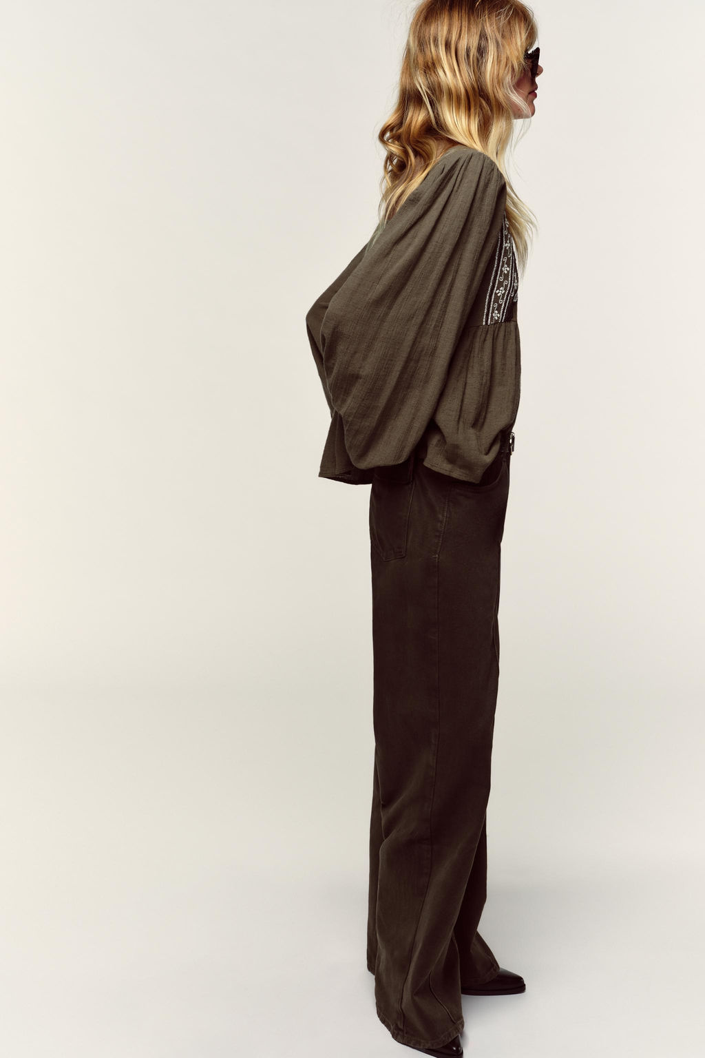 EMBROIDERED BIB BLOUSE - Zara фото 4
